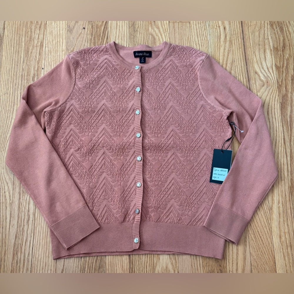 NWT Women's Amore Rose Cardigan - Toasted Nut - Small